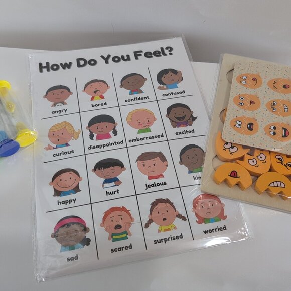 Feelings And Emotions Chart Puzzle And Hour Glass Set Classroom Daycare - Picture 2 of 6